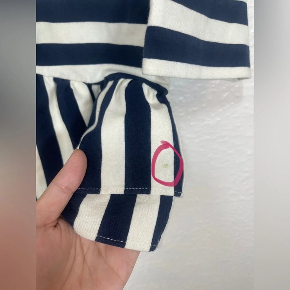 J. Crew Asymmetrical Navy and White Ruffle Striped Peplum Top Women’s Small - Picture 9 of 16